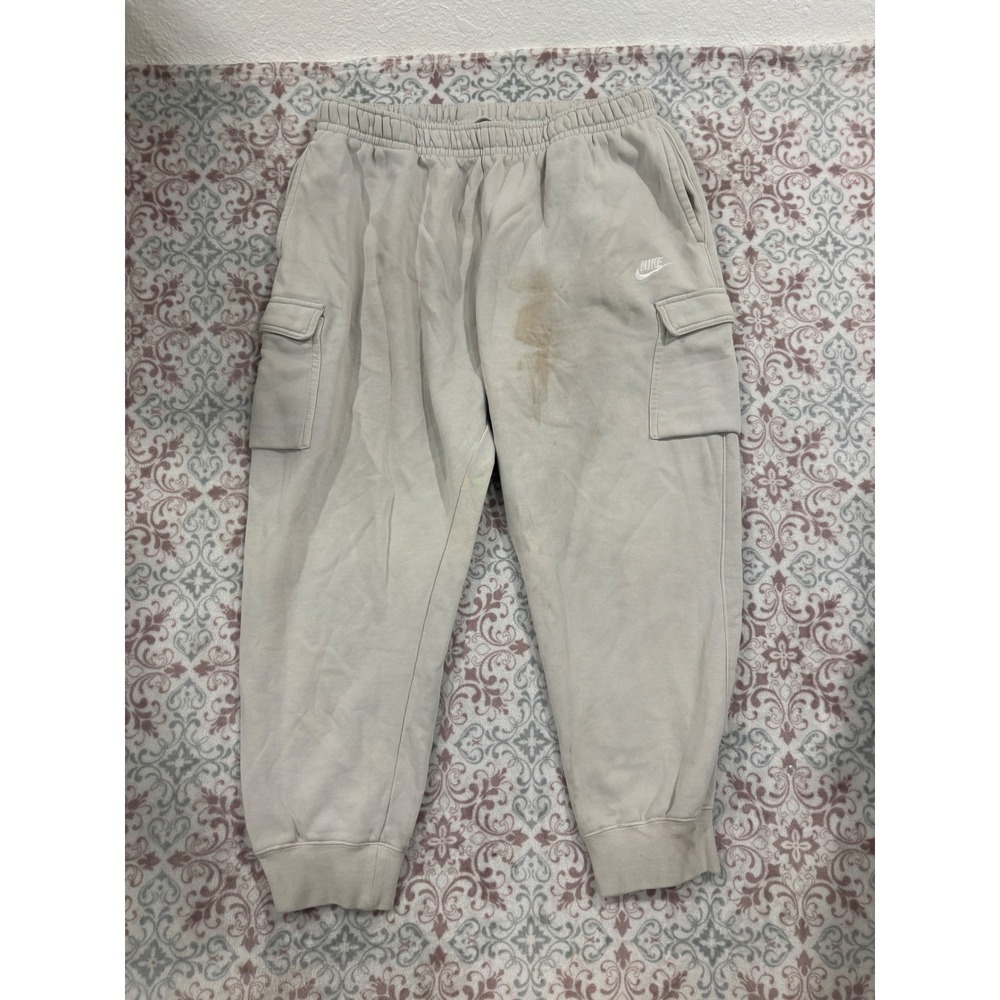 Nike Mens XXL Cargo Sweatpants Fleece Joggers Light Bone Beige Sportswear